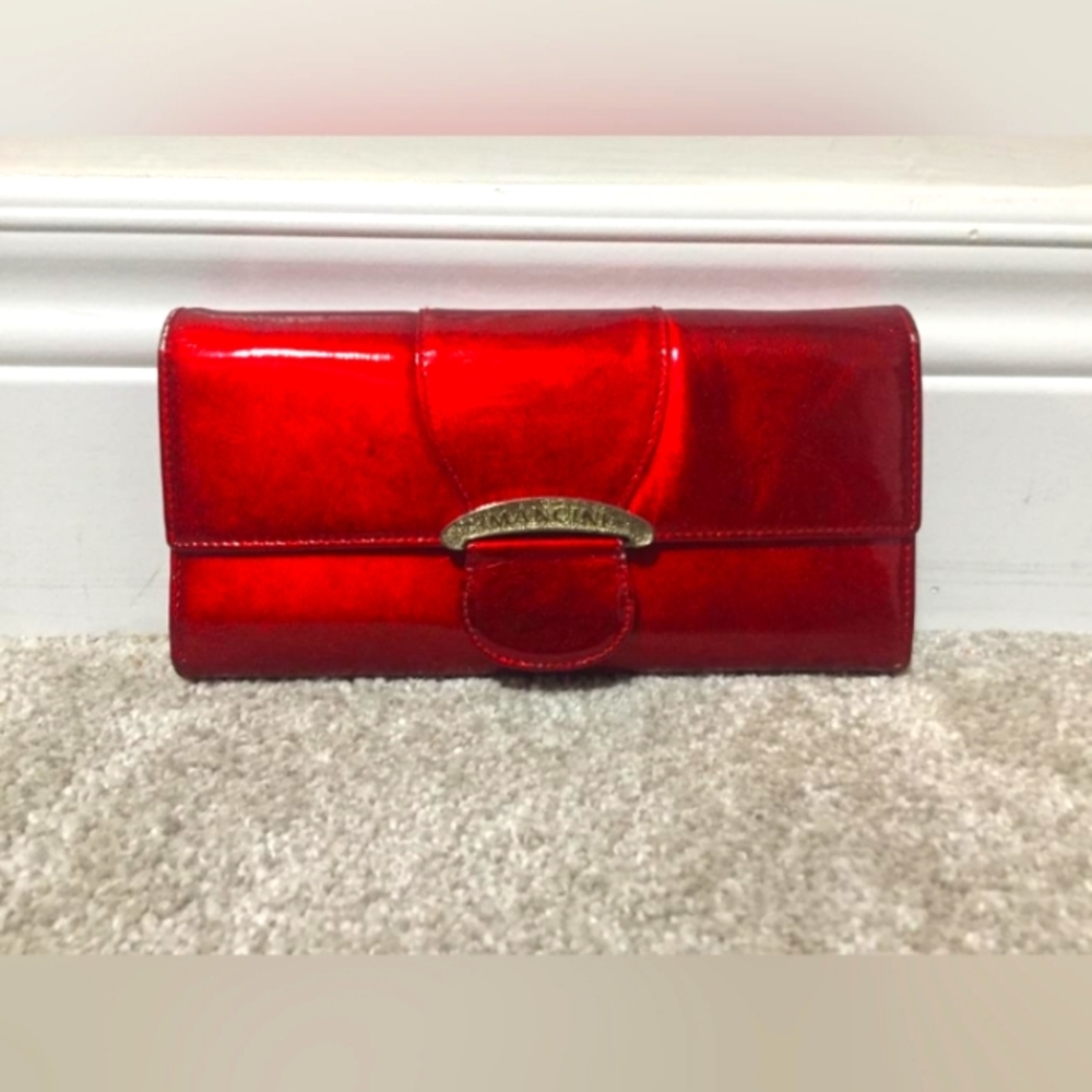 MANCINI Italian leather red wallet
